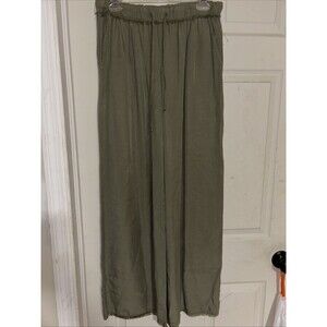 Cloth & Stone Anthropologie Sz Xs 100% Linen Wide Leg Green  Cropped Pants